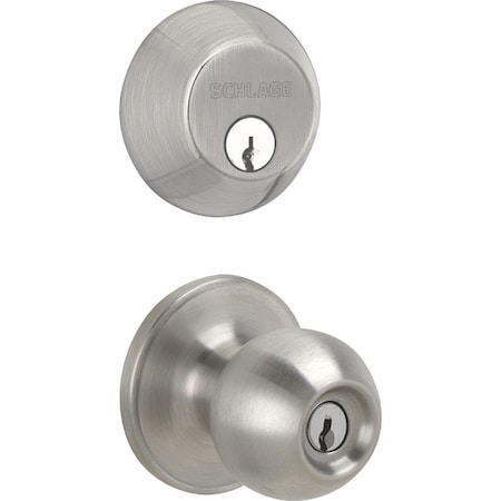 Schlage Dexter Satin Nickel Deadbolt and Door Knob Combo JC60VCNA619